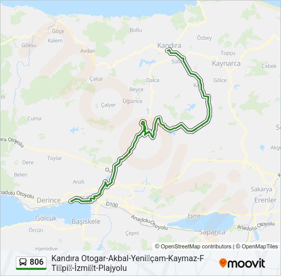 806 otobüs Hattı Haritası