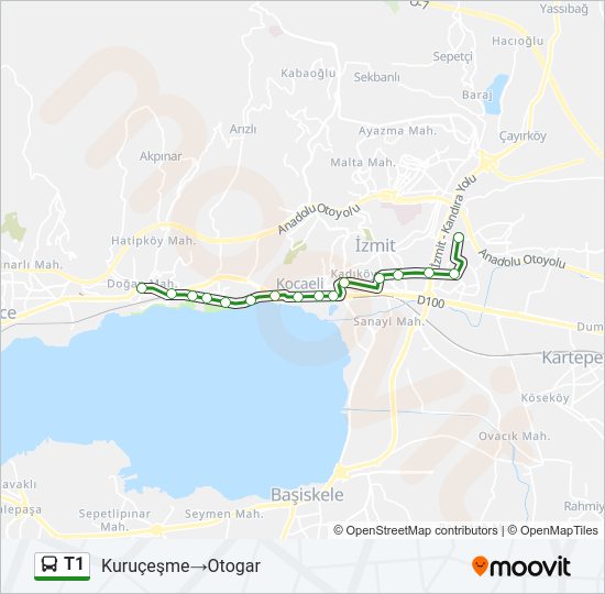 T1 Bus Line Map