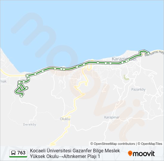 763 otobüs Hattı Haritası