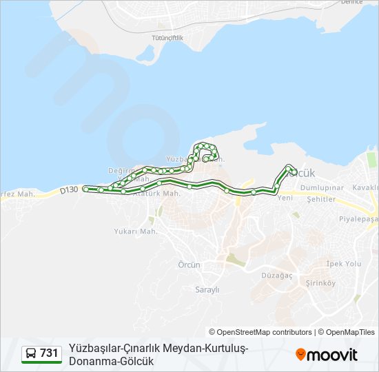 731 otobüs Hattı Haritası