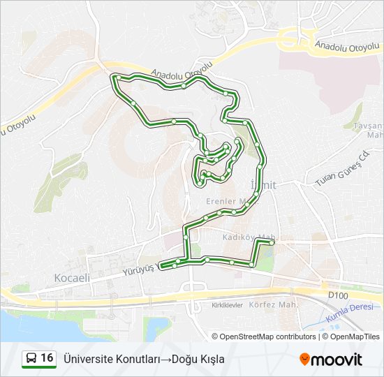 16 Bus Line Map
