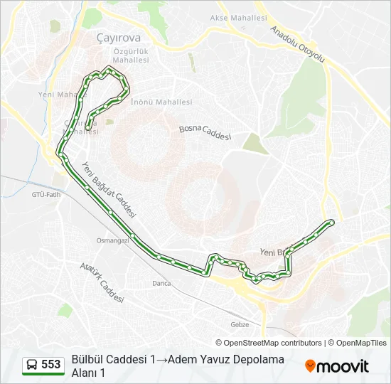 553 Bus Line Map