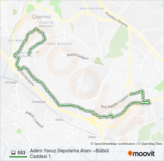 553 bus Line Map