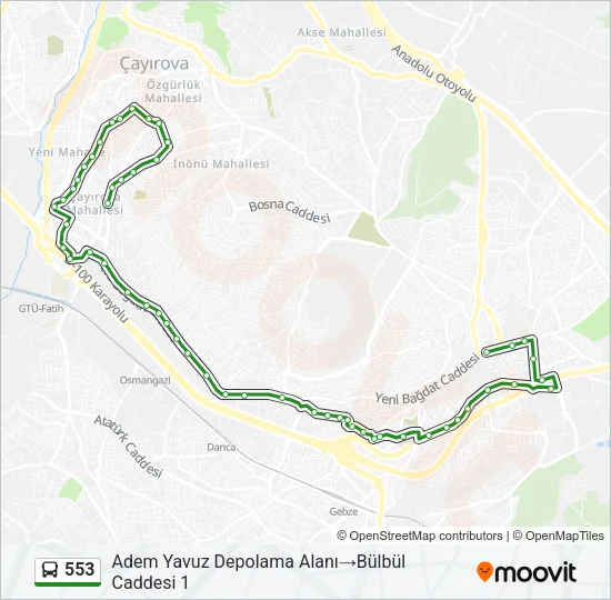 553 Bus Line Map