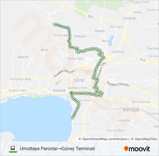 24 otobüs Hattı Haritası