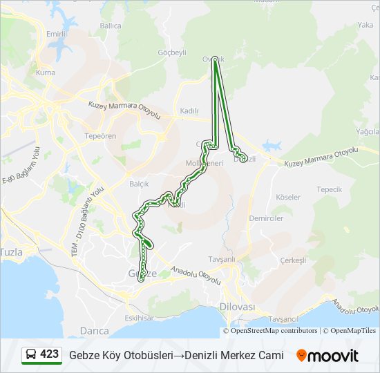 423 otobüs Hattı Haritası