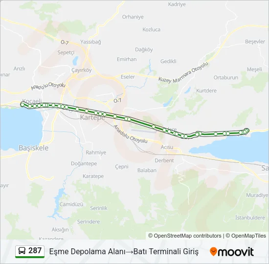 287 Bus Line Map