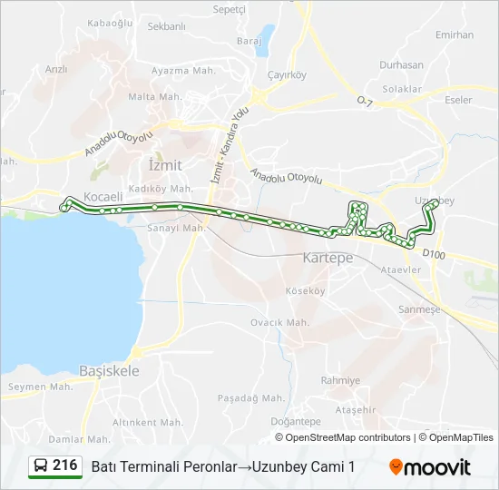 216 Bus Line Map