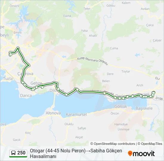 250 Bus Line Map