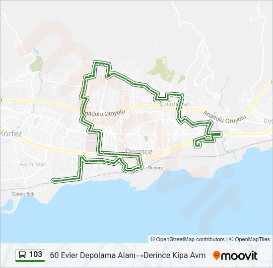 103 Bus Line Map