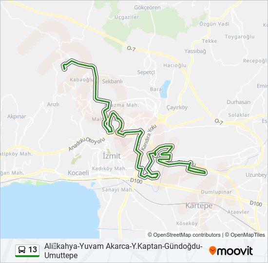 13 bus Line Map