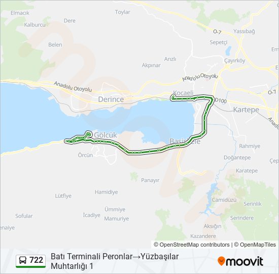 722 otobüs Hattı Haritası