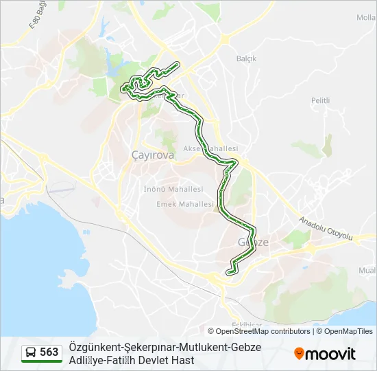 563 Bus Line Map