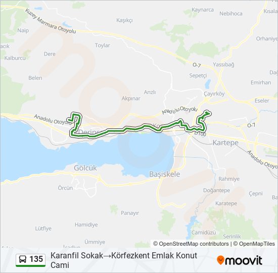 135 bus Line Map