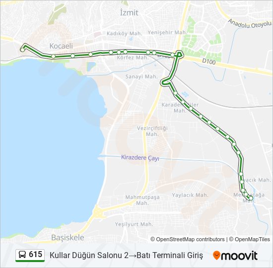 615 otobüs Hattı Haritası