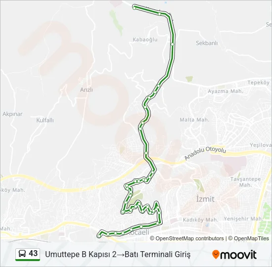 43 Bus Line Map