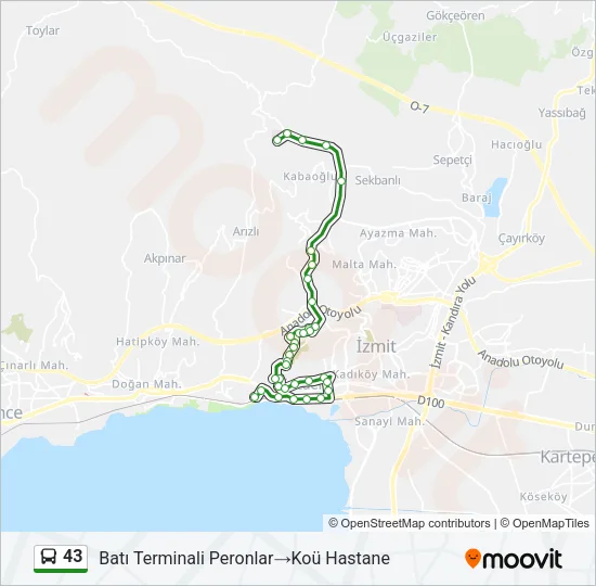 43 Bus Line Map