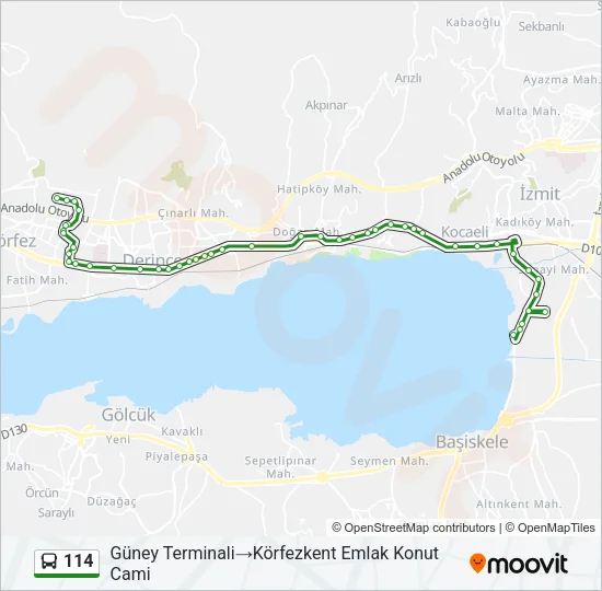 114 Bus Line Map