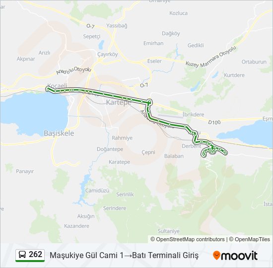 262 otobüs Hattı Haritası