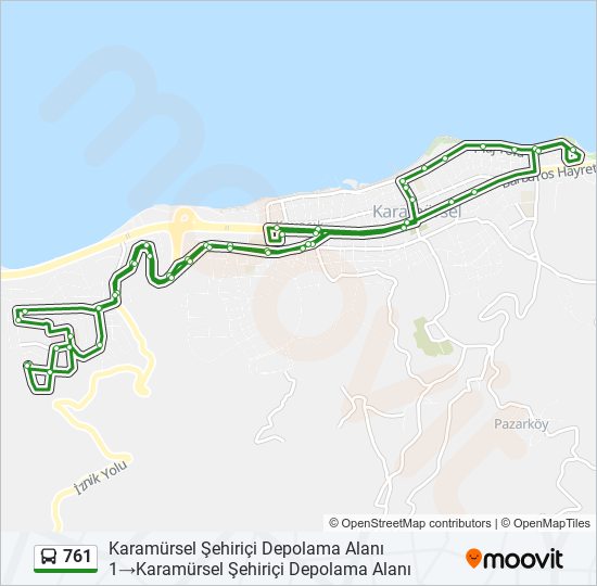 761 bus Line Map