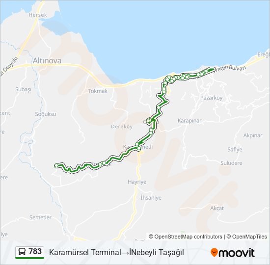 783 otobüs Hattı Haritası