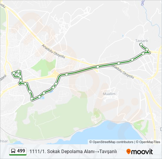 499 otobüs Hattı Haritası