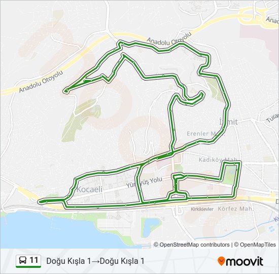 11 otobüs Hattı Haritası