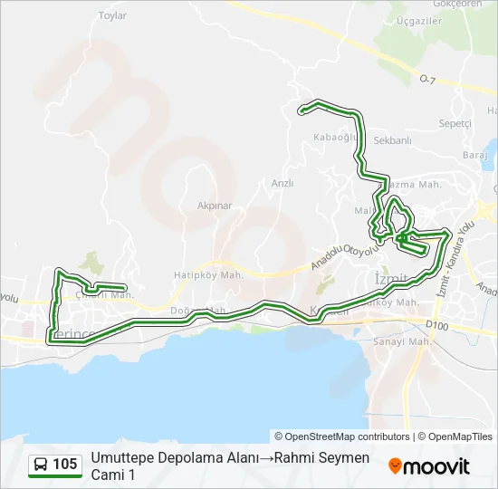 105 Bus Line Map