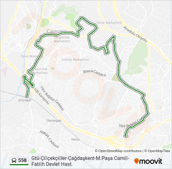 558 bus Line Map