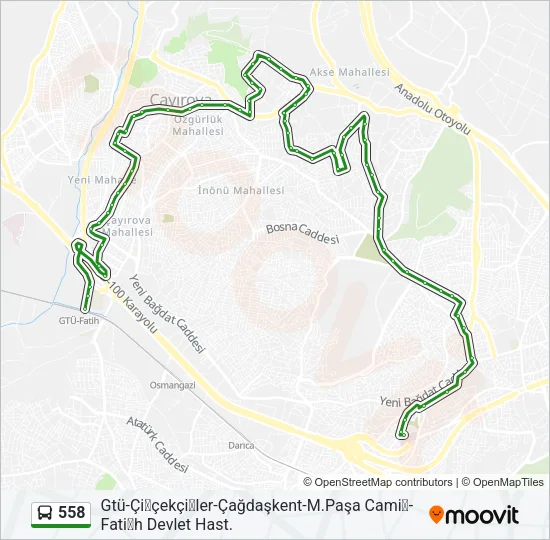 558 Bus Line Map