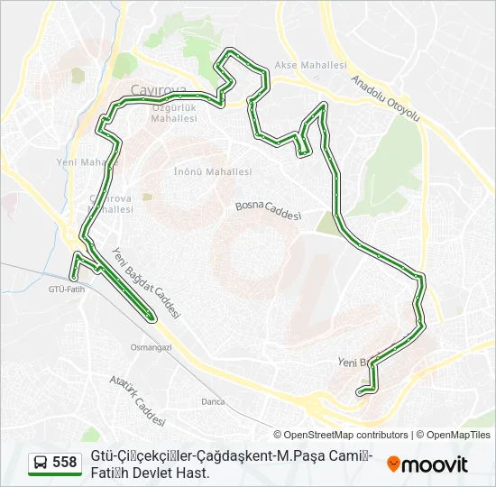 558 Bus Line Map
