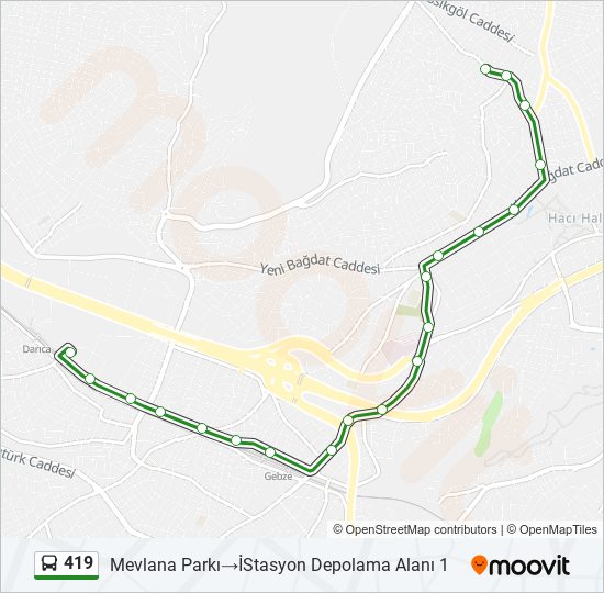 419 otobüs Hattı Haritası