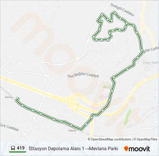 419 otobüs Hattı Haritası