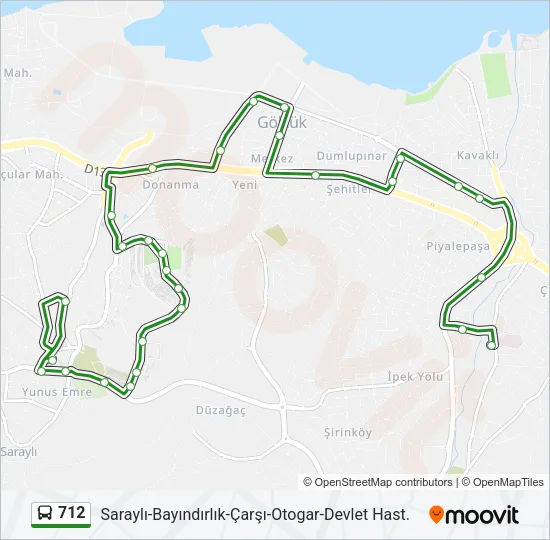 712 Bus Line Map