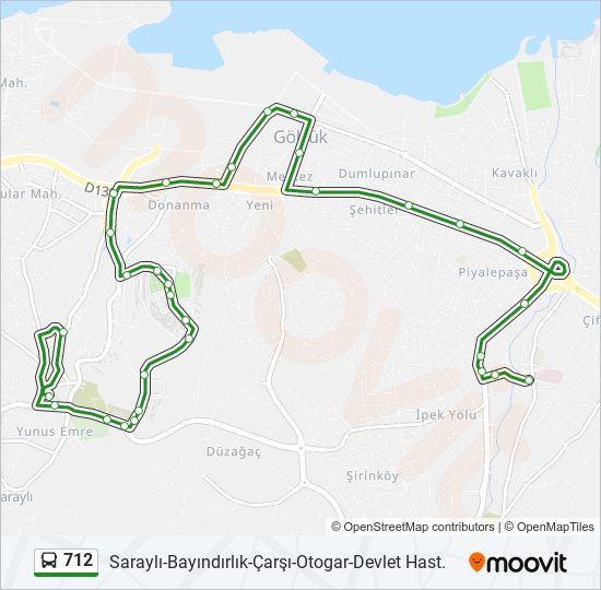 712 bus Line Map