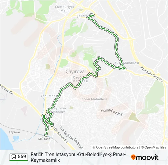 559 Bus Line Map
