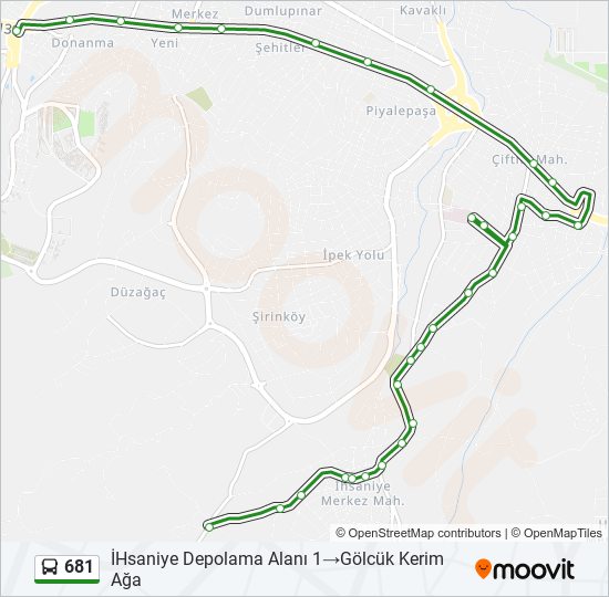 681 otobüs Hattı Haritası
