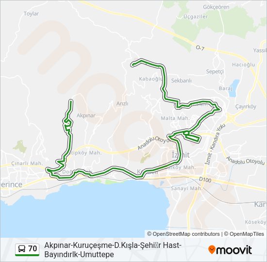 70 Bus Line Map