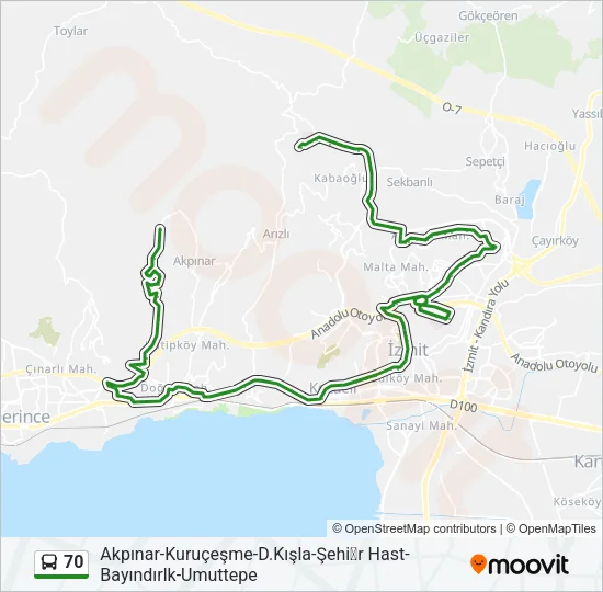 70 Bus Line Map
