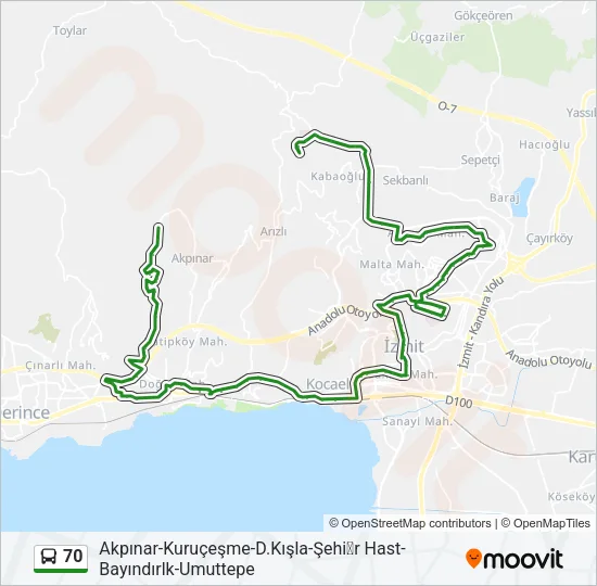 70 Bus Line Map
