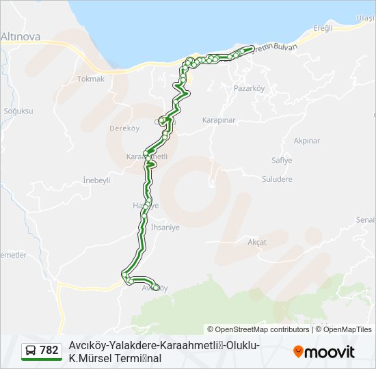 782 otobüs Hattı Haritası