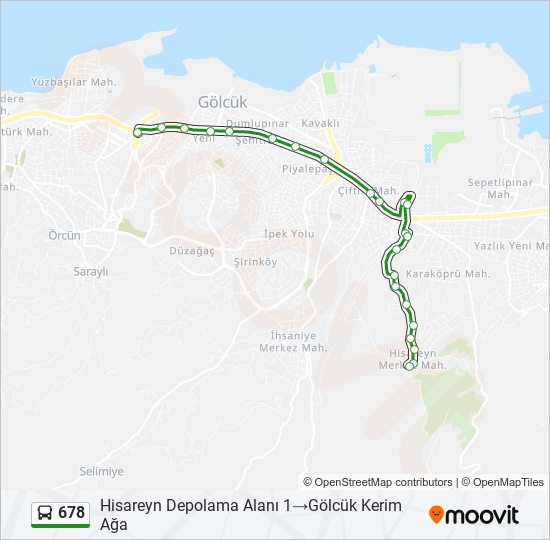 678 otobüs Hattı Haritası