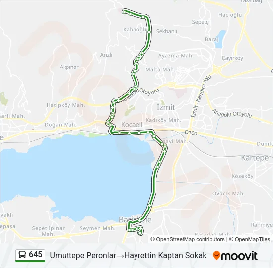 645 Bus Line Map