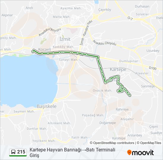 215 otobüs Hattı Haritası