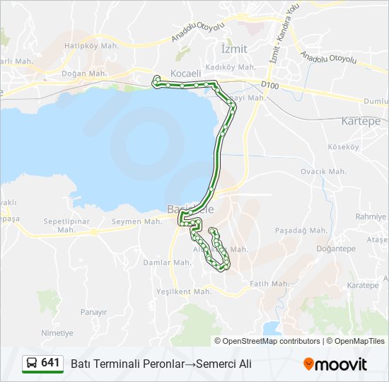 641 otobüs Hattı Haritası