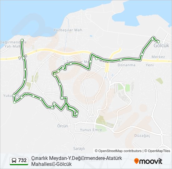 732 otobüs Hattı Haritası