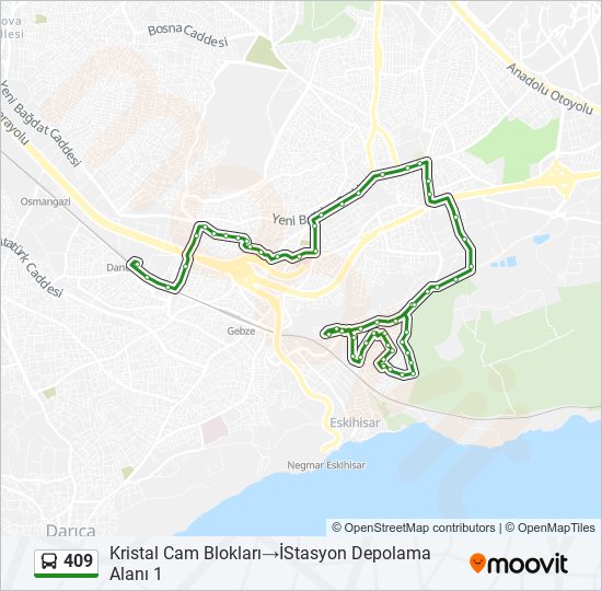 409 otobüs Hattı Haritası