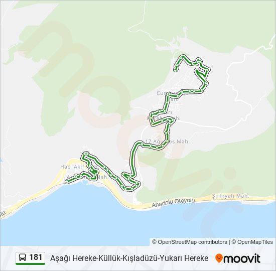 181 otobüs Hattı Haritası