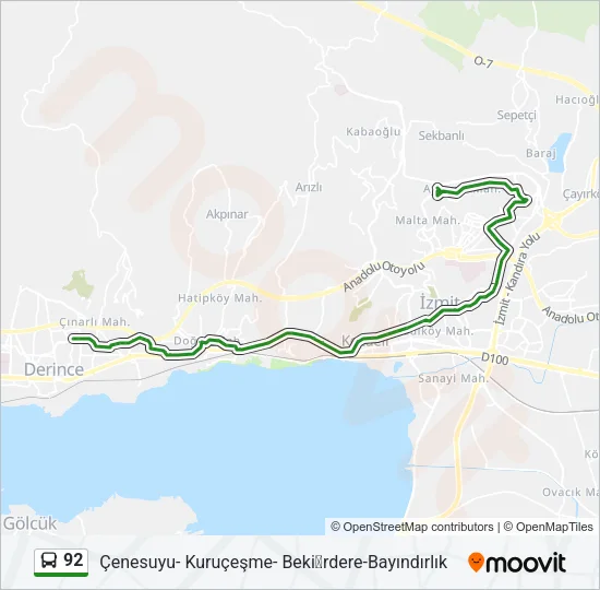 92 Bus Line Map