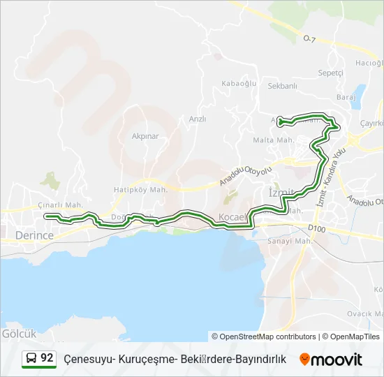 92 Bus Line Map